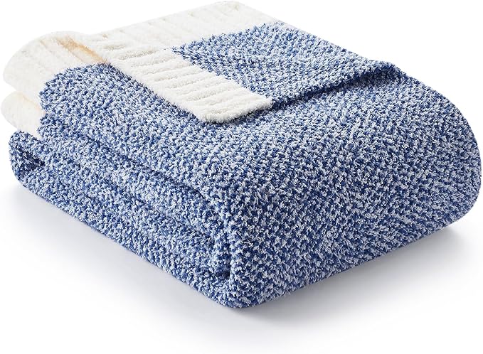 Snuggle Sac Royal Blue Throw Blankets for Couch, Super Soft Warm Blankets Cozy Knit Fuzzy Plush Lightweight Throws for Sofa, Bed,Living Room, Royal Blue, 50x60 inches-Ruum Studio Home