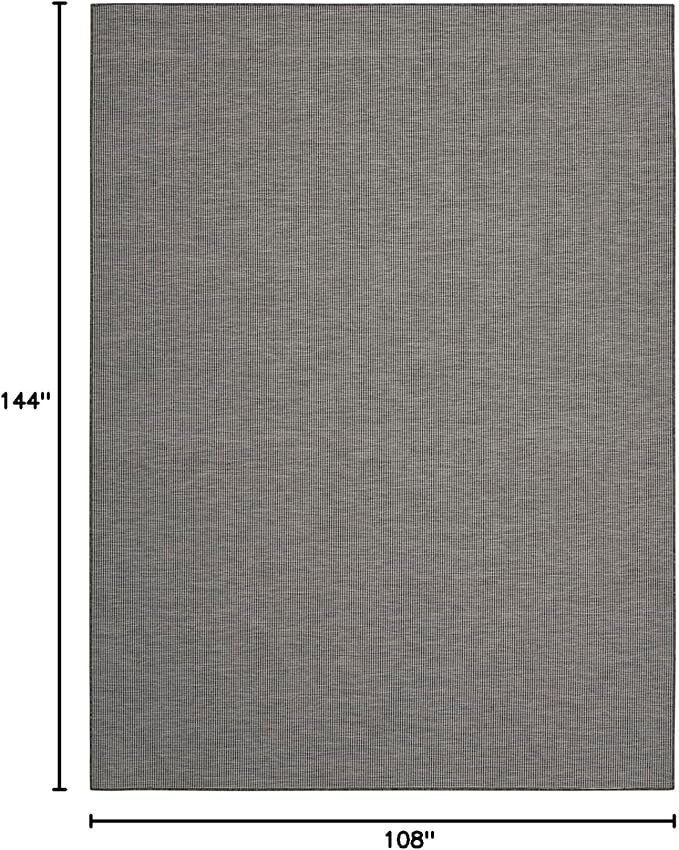Nourison Positano Indoor-Outdoor Charcoal 9' x 12' Area Rug, Easy Cleaning, Non Shedding, Bed Room, Living Room, Dining Room, Backyard, Deck, Patio (9x12)-Ruum Studio Home