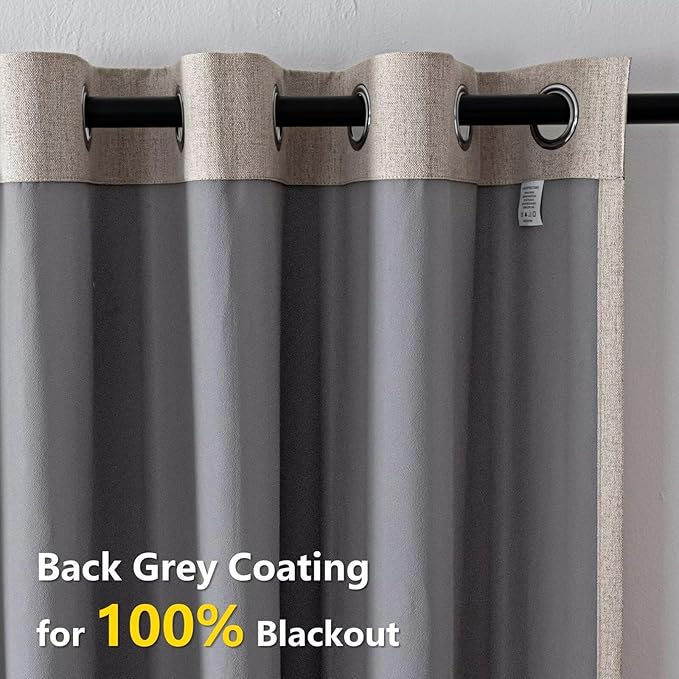 Blackout Curtains 84 Inch Length 2 Panels Set, 100% Black Out Textured Thermal Curtains, Grommet Privacy Light Blocking Drapes for Living Room Bedroom Luxury Decor(52W × 90L inch, Beige)-Ruum Studio Home