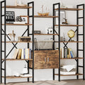 70 x70" Triple 5 Tier Book Shelf, Industrial Large Bookcase with Storage Cabinet, Tall Bookshelf with 14 Open Display Shelves Metal Frame Furniture for Living Room Bedroom Home Office Rustic Brown-Ruum Studio Home