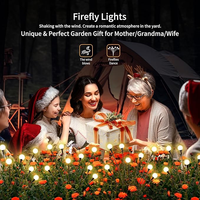 Solar Lights Outdoor Waterproof, 10 Packs 80LED, Solar Garden, Patio, Garden Decor, Patio Decor, Firefly Outdoor, Unique Gifts for Women, Gifts for Grandma-Ruum Studio Home