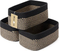 Small Storage Baskets for Organizing | Closet Organizer Bins | Shelf Toy Basket | Woven Rope Baskets | Cube Decorative Box | Shallow Basket | 11.5x7.5x4.7” | 3 Packs Black Brown-Ruum Studio Home