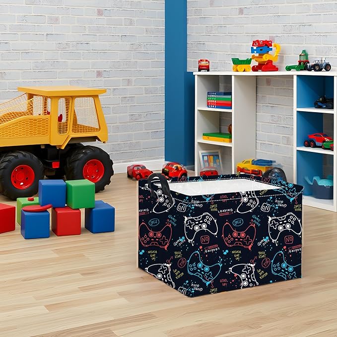 HIYAGON Rectangular Game Basket for Boys Kids Baby Storage Basket Storage Bin Organizer Box Room Decor(Game)-Ruum Studio Home