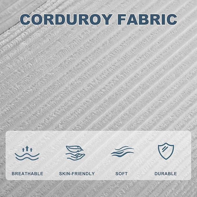 Misolant Bean Bag Chairs，Big Corduroy Fabric Sofa Bean Bag Chair for Adults and Teens with High-Resilience Sponge, Non-Slip Base Floor Lounge Sofa for Home, Living Room, Bedroom, Gaming Light Gray-Ruum Studio Home