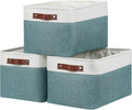DULLEMELO Storage Baskets for Organizing,Rectangular Fabric Storage Bins with Handles for Office,Bedroom(3-Pack -15 inch X 11 inch X 9.5 inch, White&Dark Green)-Ruum Studio Home