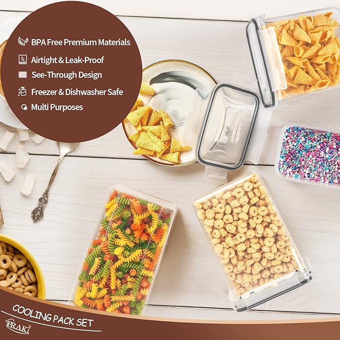 PRAKI Airtight Food Storage Containers Set with Lids - 24 PCS, BPA Free Kitchen and Pantry Organization, Plastic Leak-proof Canisters for Cereal Flour & Sugar - Labels & Marker(Grey)-Ruum Studio Home