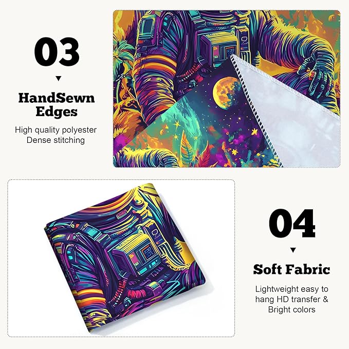 BVBOX Astronaut Space Blacklight Tapestry 79"x59", UV Reactive Astronaut Moon Garden Flower Universe Galaxy Planet Glow in Dark Tapestries, Black Light Neon Upright Poster Wall Hanging Backdrop Decor for Bedroom Living Room-Ruum Studio Home