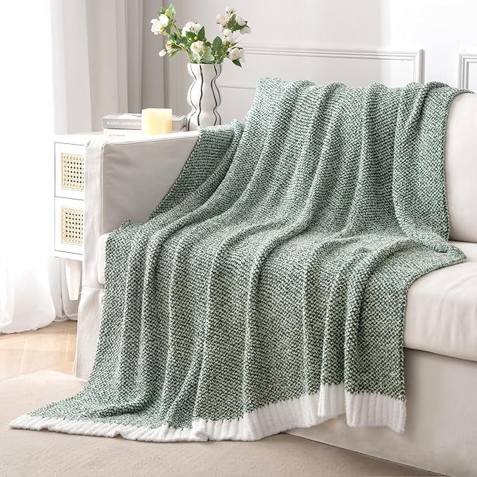 MIULEE Green Super Soft Throw Blanket for Couch, Cozy Fluffy Warm Throws Knit Blankets for Sofa, Bed, Chair, Living Room, Camping, Picnic, 50 x 70 inch-Ruum Studio Home