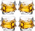 12 oz Hand Blown Crystal Whiskey Glasses Set of 4, Unique Cognac Glass, Heavy Thick Bottom Bar Glass for Scotch Bourbon Rum Gin Water Cocktail,Gifts Men Gifts Ideas-Ruum Studio Home