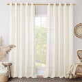 LAMIT Light Filtering Sheer Linen Curtains 84 inches Long, Linen Textured Semi Sheer Bronze Grommet Natural Boho Drapes for Living Room/Farmhouse/Bedroom, 2 Panels, Cream, 60 x 84 Inch-Ruum Studio Home