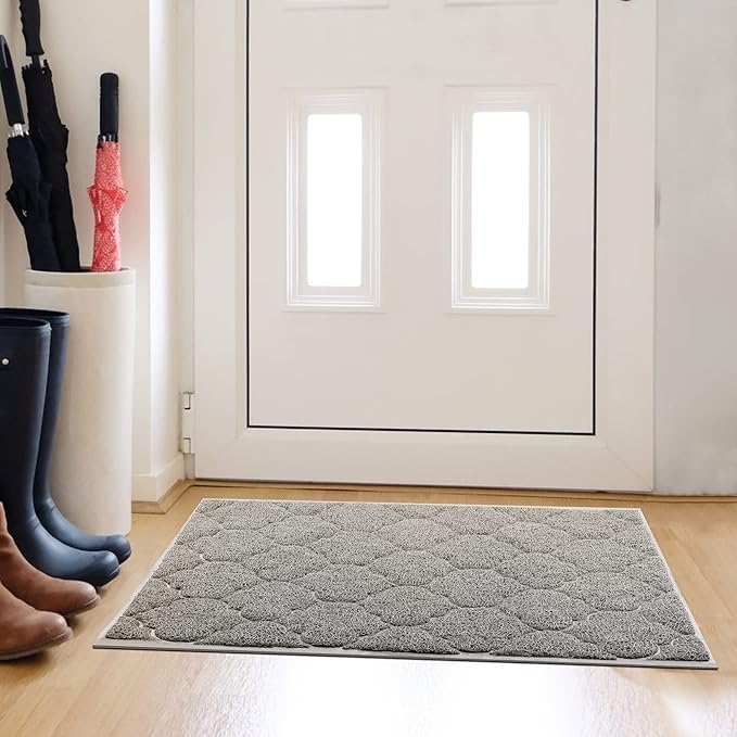 Door Mat Outdoor, 29x17, Welcome Mats for Entryway, Front Doormat for Home Entrance, Patio, Garage, High Traffic Areas, Indoor Floor Mat, Durable, Non-Slip, Catches Muddy and Dirt(Grey)-Ruum Studio Home
