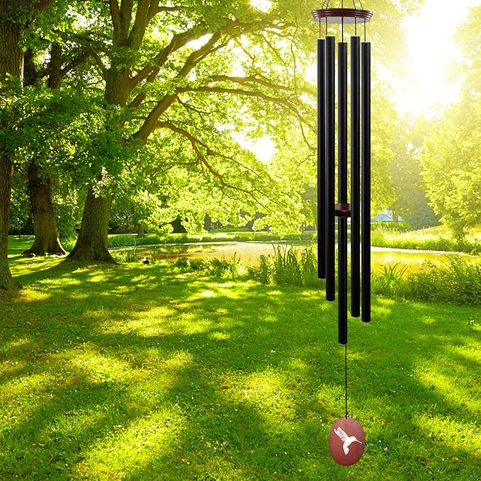 60" Wind Chimes Outdoor, WindChimes Large Wind Chimes for Outside Deep Tone with 5 Tuned Tubes and S Hook, Wind Chime Outdoor Decoration for Patio, Garden, Yard (Hummingbird)-Ruum Studio Home