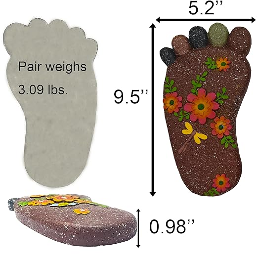 Stepping Stones Outdoor - Garden Decorative Stones for Patio, Deck, Garden or Sidewalk Home Decor Footprint Shaped Stepping Stones Set of 2 （Dark Brown）-Ruum Studio Home