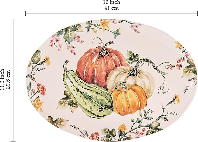 Bico Pumpkin Feast Ceramic 16 inch Oval Platter, Microwave & Dishwasher Safe-Ruum Studio Home