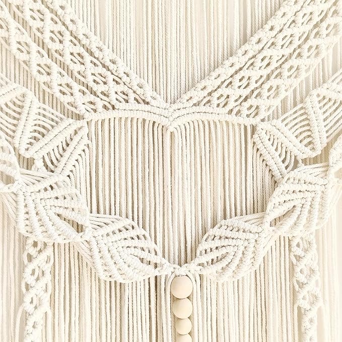 Achart Macrame Wall Hanging Large- Boho Wall Decor- large wall art- Wall Decor Living Room- Macrame Tapestry Boho Decor for Bedroom (Leaf &Wood Bead)-Ruum Studio Home