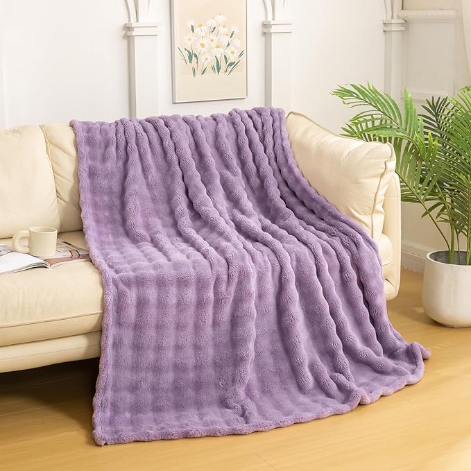 YUSOKI Luxury 3D Bubble Throw Blanket 2lb,All Ages,Home Decoration, (Lilac Purple,50 * 60inches)-Ruum Studio Home