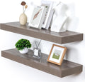Deep Floating Shelves for Wall, 36W x 12D Rustic Large Floating Shelves Set of 2, 12'' Deep Grey Wood Floating Shelves for Living Room Bathroom Laundry Room Bedroom Kitchen Home Office - Grey-Ruum Studio Home