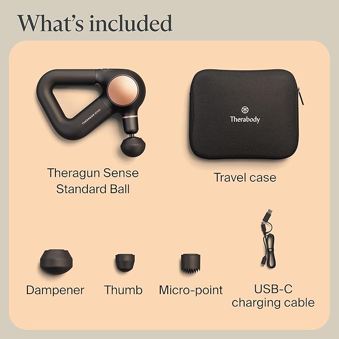 TheraGun Sense by Therabody - Deep Tissue Massage Gun with Preloaded Routines for Stress Relief, Pain Relief & Muscle Soreness in Neck, Back, Leg, Knee, and Shoulder (Black)-Ruum Studio Home