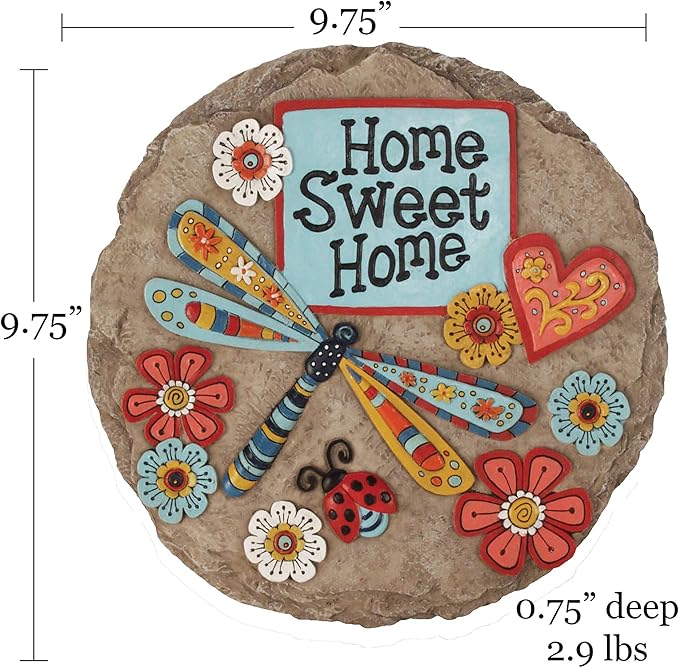 Spoontiques - Garden Décor - Home Sweet Dragonfly Stepping Stone - Decorative Stone for Garden-Ruum Studio Home