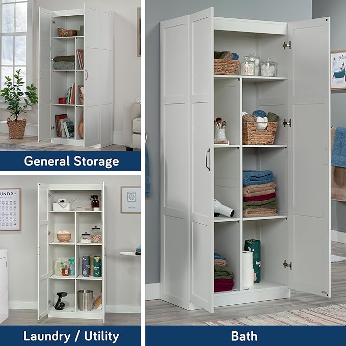 Sauder Select Storage Cabinet/ Pantry cabinets, White finish-Ruum Studio Home