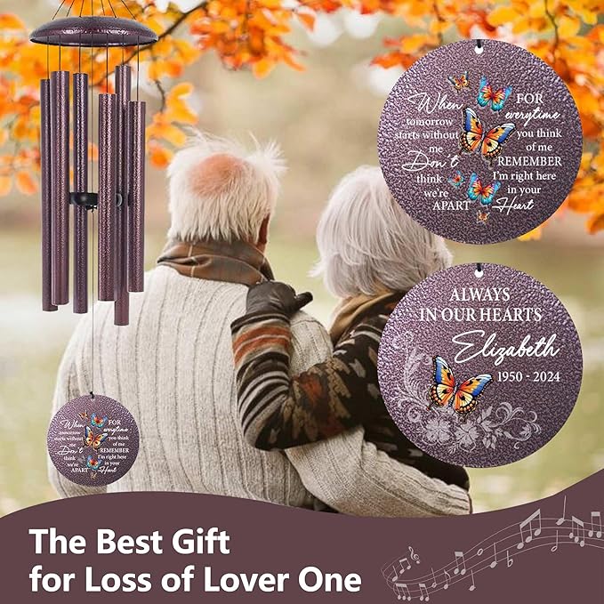 ASTARIN 36" Large Deep Tone Personalized Sympathy Wind Chimes, Memorial Wind Chime for Loss of Mother Father Loved One, Bereavement Gifts Decor Outdoor Patio Garden Graveyard-Ruum Studio Home