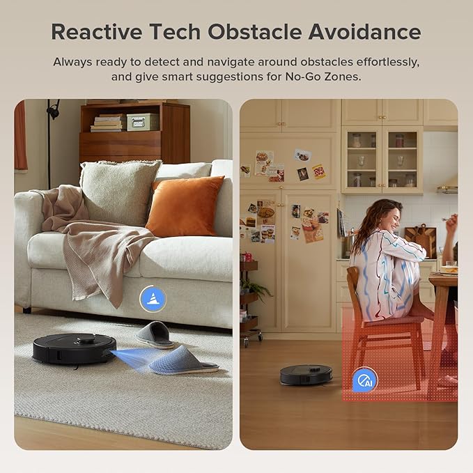 roborock Qrevo Series Robot Vacuum and Mop, 8000Pa Suction, Upgraded from Qrevo S, Anti-Tangle Brushes, Smart Obstacle Avoidance, Auto Mop Washing, All-in-One Dock, 200RPM Spinning Mops, Black(QV 35A)-Ruum Studio Home