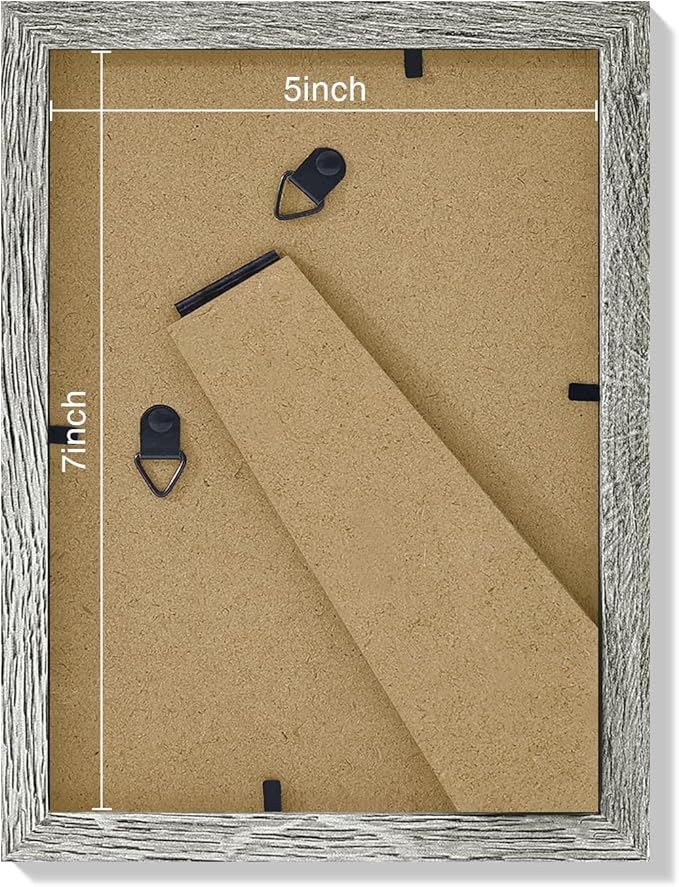 Vittanly 5x7 Picture Frames Set of 9, Shatter Resistant Plexiglass, Display 4x6 Pictures with Mat or 5x7 without Mat, Photo Frames for Wall or Tabletop, Engineered Wood, Grey-Ruum Studio Home
