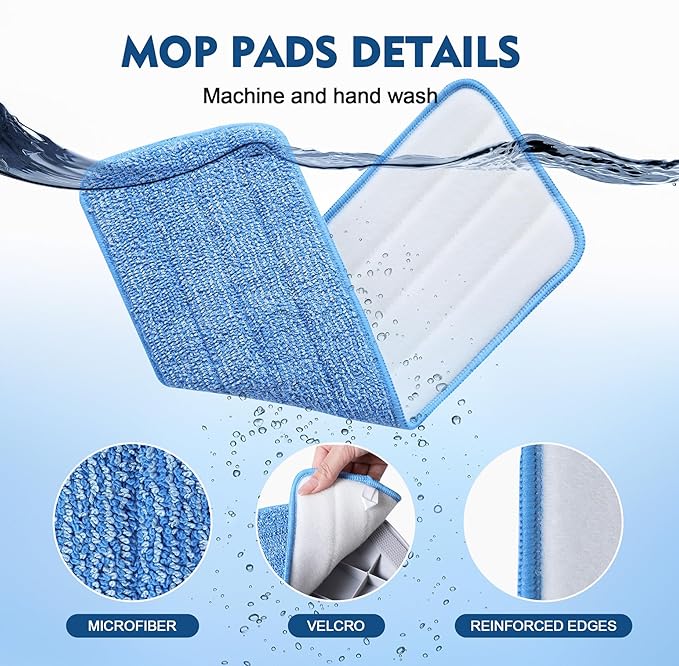 3 Pack Microfiber Mop Pads, Mop Replacement Pads Refills Floor Spray Mop Pads Wet Moping Pads Refill Reusable Pads Suitable for All Spray Mops Cleaning-Ruum Studio Home