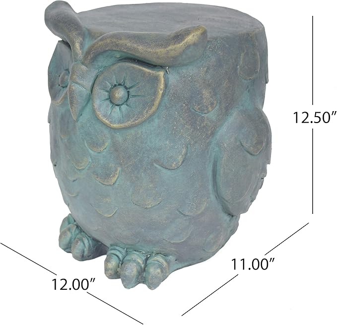 Christopher Knight Home Agnes Owl Garden Stool, Lightweight Concrete, Gold Patina Finish-Ruum Studio Home