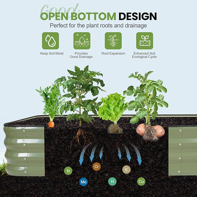 5-in-1 Adjustable Raised Garden Bed Kit | Galvanized Planter Boxes for Vegetables, Flowers | 12" Tall, Multiple Sizes (8x3x1ft, 9x2x1ft, 10x1x1ft, 6x5x1ft, 7x4x1ft) | Outdoor Metal Raised Bed, Green-Ruum Studio Home