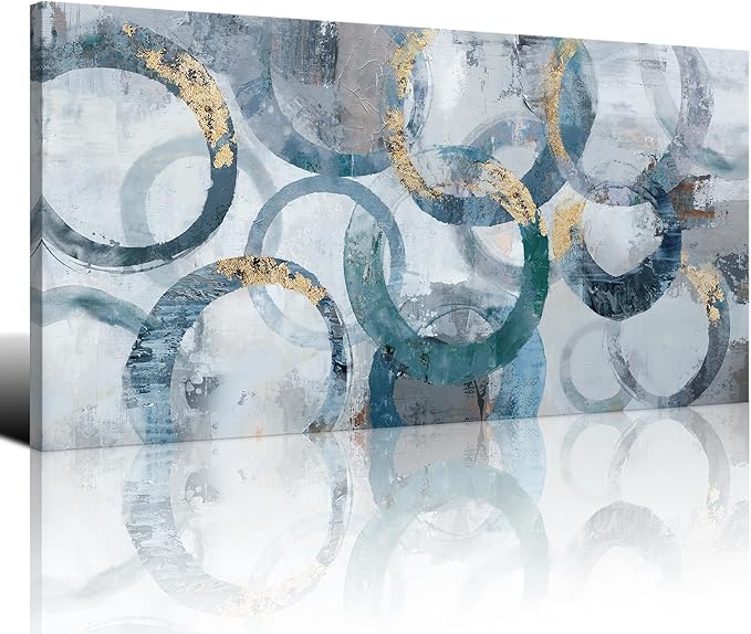 Mofutinpo Abstract Canvas Wall Art for Living Room, Modern Minimalist Wall Pictures Painting - Blue and Teal Room Decorations, cliques Framed Wall Art for Bedroom Office Artwork 20×40IN-Ruum Studio Home