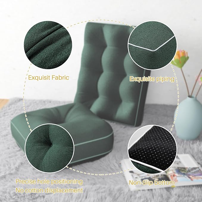YZ HOME Rocking Chair Cushion, Set of Thicken Seat & Back Chair Cushions with Memory Foam, Non-Slip Chair Pad with Ties for for Indoor&Outdoor Rocker, Dark Green, 22x17x5/17x17x5-Ruum Studio Home