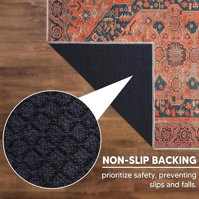 Keen Home Design 4x6 Rug - Machine Washable Area Rug with Non-Slip Backing, Ideal for Living Room, Dining Room, Bedroom - Vintage, Easy Clean, Durable, Low Pile Rug - (4' x 6')-Ruum Studio Home