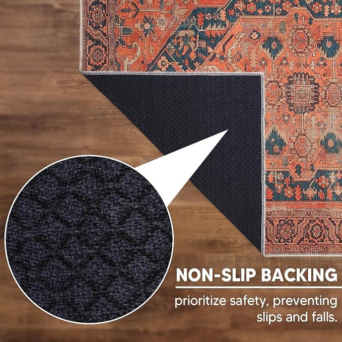 Keen Home Design 6x9 Rug - Machine Washable Area Rug with Non-Slip Backing, Ideal for Living Room, Dining Room, Bedroom - Vintage, Easy Clean, Durable, Low Pile Rug - (6' x 9')-Ruum Studio Home