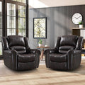 CANMOV Leather Recliner Chair Set of 2, Classic and Traditional Manual Recliner Chair with Comfortable Arms and Back,Manual Single Recliner Sofa for Living Room, Dark Brown-Ruum Studio Home