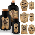 Umigy 3 Pcs Vintage Glass Potion Bottles with Cork Lid Black Halloween Tiered Tray Decoration 12 Apothecary Bottles Jars Stickers Labels Halloween Table Home Bathroom Decorations Indoor-Ruum Studio Home