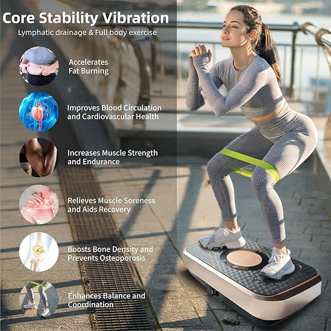 Vibration Plate Fitness Platform Whole Body Exercise Machine with 120 Speed Levels, Lymphatic Drainage, Fat Burning, and Weight Loss, Perfect for Women, Men, and Home Gym Exercise-Ruum Studio Home