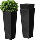 Devoko Resin Tall Planters for Outdoor Plants Set of 2, Large Taper Outdoor Planter Pots with 4 Drainage Holes, Flower Pots Modern Decor for Porch, Patio, Backyard, Home Garden (Black, 32")-Ruum Studio Home