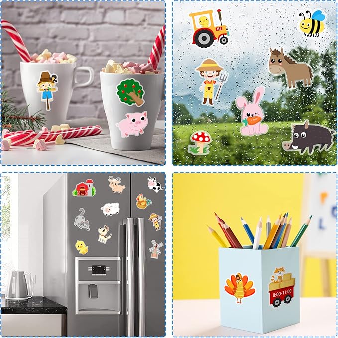 Brand Farm Animal Gel Clings Stickers for Kids, 21PCS Reusable Decals, Wall, Car, Window Decorations, Classroom, Home, Nursery, Party Supplies-Ruum Studio Home