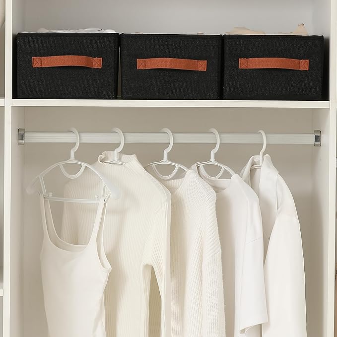 linen closet organizers and storage, 3 Pack Large Storage Baskets, Washable, Clothing Storage Bins with Handle, Closet Organizer for Storage Sweater,Sheets (Black, 16"x9½"x6¾")-Ruum Studio Home