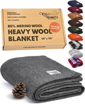Woolly Mammoth Woolen Co. | Extra Large Merino Wool Camp Blanket | Perfect Outdoor Gear | Bedroll for Bushcraft, Camping, Trekking, Hiking, Survival, or Throw Blanket at the Cabin (Gray), 66" x 90"-Ruum Studio Home