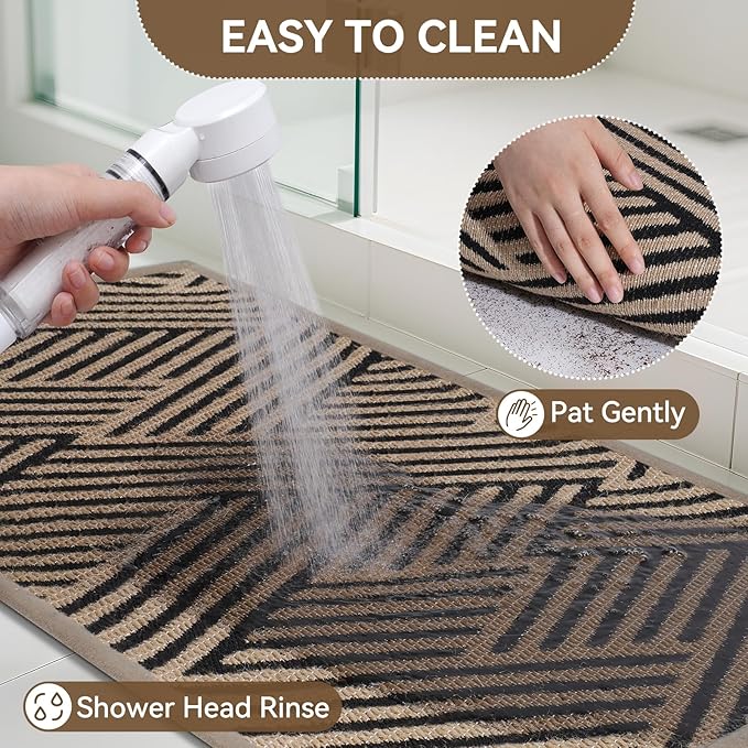 Front Door Mat Outside Entrance, Non Slip Rubber Backing, Trap Dirt and Moisture, Easy Clean Low Profile Welcome Floor Mats for Patio Porch Indoor Outdoor Entry Mat, 31x47 Inch, Brown-Ruum Studio Home