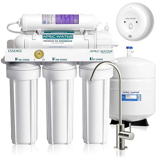 APEC Water Systems ROES-PH75 Essence Series Top Tier Alkaline Mineral pH+ 75 GPD 6-Stage Certified Ultra Safe Reverse Osmosis Drinking Water Filter System with WiFi Smart Water Leak Detector and App-Ruum Studio Home