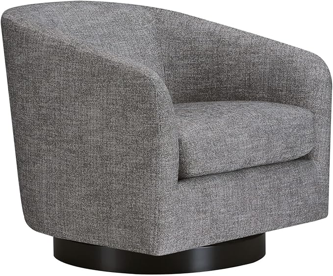 CHITA Swivel Accent Chair, FSC Certified Upholstered Fabric Barrel Chair for Living Room, Fully Assembled, Pebble Grey-Ruum Studio Home