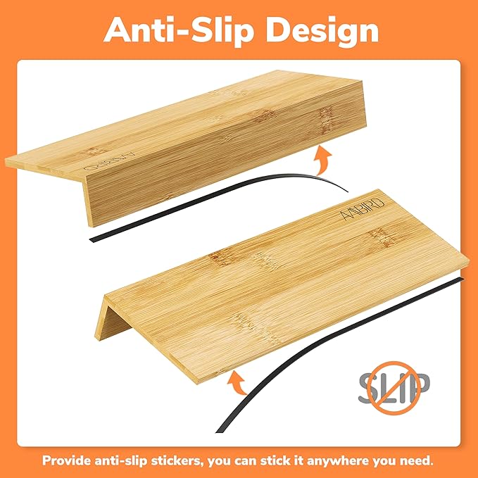 AMBIRD Bamboo Spice Drawer Organizer with Non-slip Mat, 4 Tier Jar Spice Rack Tray 13'',Seasoning Organizer for Kitchen,Cabinet,Drawers,Countertop-Ruum Studio Home