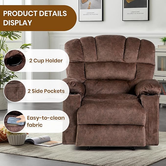 Recliner Chair Manual Modern Ergonomic Lounge Single Sofa Seat Living Room Lounge Recliners on Clearance Foam Filling-Ruum Studio Home