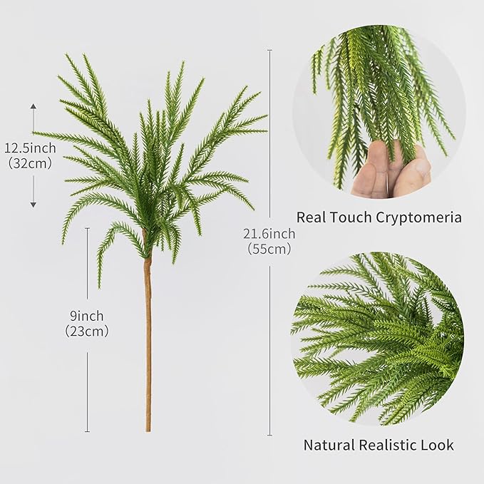 MISSPIN 12 Pcs 21.5 Inches Christmas Norfolk Pine Branches, Norfolk Pine Artificial Christmas Branches DIY Crafts Faux Pine Branches for Xmas Indoor Outdoor Home Decor-Ruum Studio Home