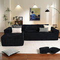 ovios 104" Cloud Sectional Couch with L-Shape Chaise,Modern Modular Sofa with Deep Seat, Upholstered Couches for Living Room Bedroom,No Assembly Required, Black (Plush Corduroy Fabric)-Ruum Studio Home