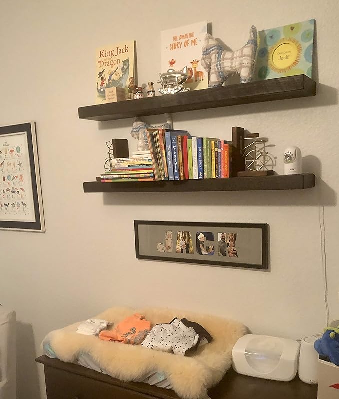 joelsantiques 54 Inch Wooden Floating Shelves for Wall - 54x6x2 in - Made of Natural Wood - Long Heavy Duty Rustic Wall Shelves for Bedroom - Perfect for Living Room, Kitchen - Mocha-Ruum Studio Home