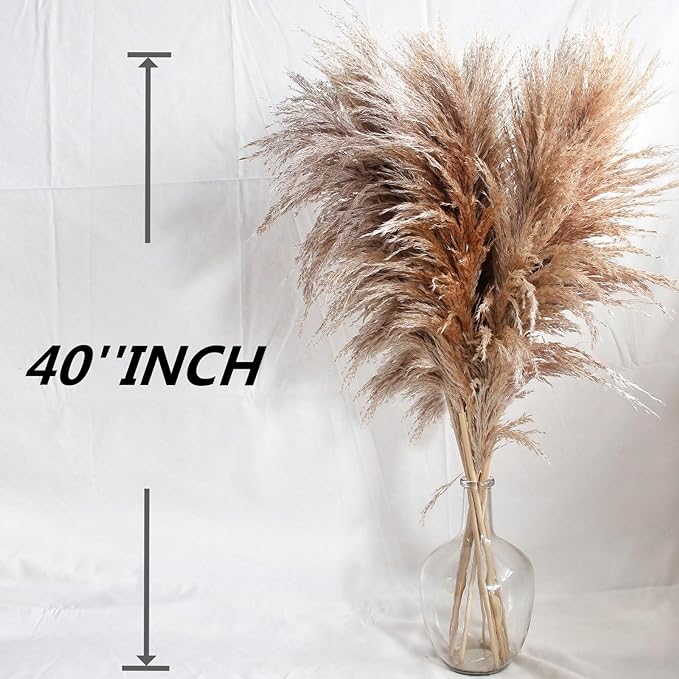 40" inch 10 Stems Pampas Grass Decor Tall, Pampas Grass Bouquet, Natural Dried Flowers for Wedding, Natural Home Decor, Wall Grass, Glam Decor-Ruum Studio Home
